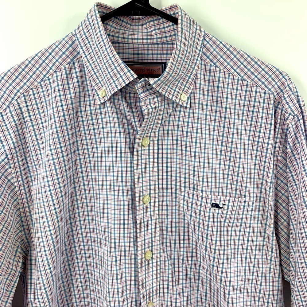 Vineyard Vines Mens Tucker Shirt Small Pink Blue Plaid Long Sleeve Button Down - Picture 5 of 7